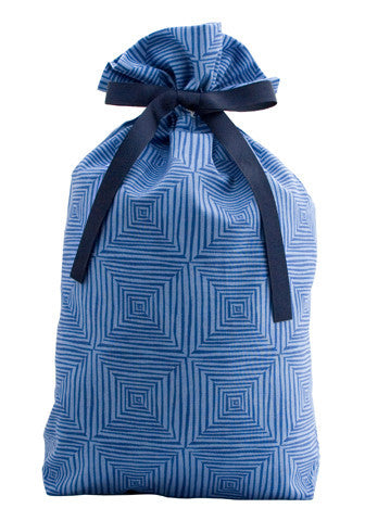 blue squared cloth gift bag