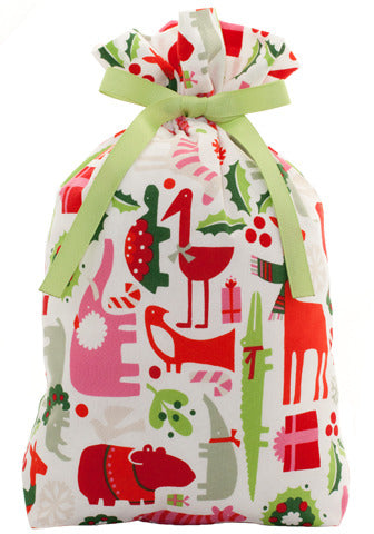holiday menagerie cloth gift bag