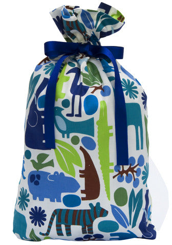 menagerie in blue cloth gift bag