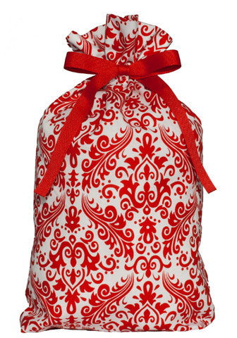 regal damask red cloth gift bag