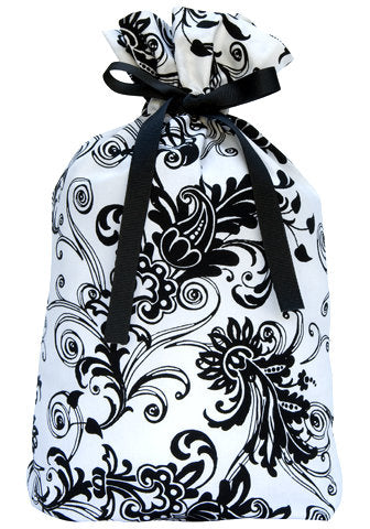 flourish in black and white cloth gift bag